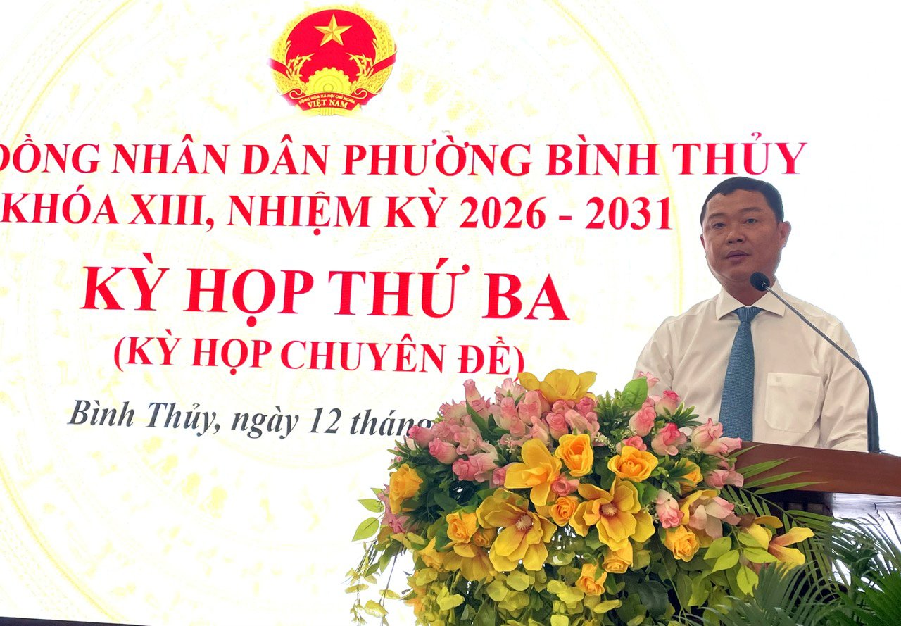 T&acirc;n Chủ tịch UBND phường B&igrave;nh Thủy Nguyễn Thanh Tao ph&aacute;t biểu hứa hẹn