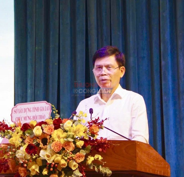 Thứ trưởng Bộ X&acirc;y dựng L&ecirc; Anh Tuấn ph&aacute;t biểu &yacute; kiến chỉ đạo tại Hội thảo. Ảnh: Viết Hiền