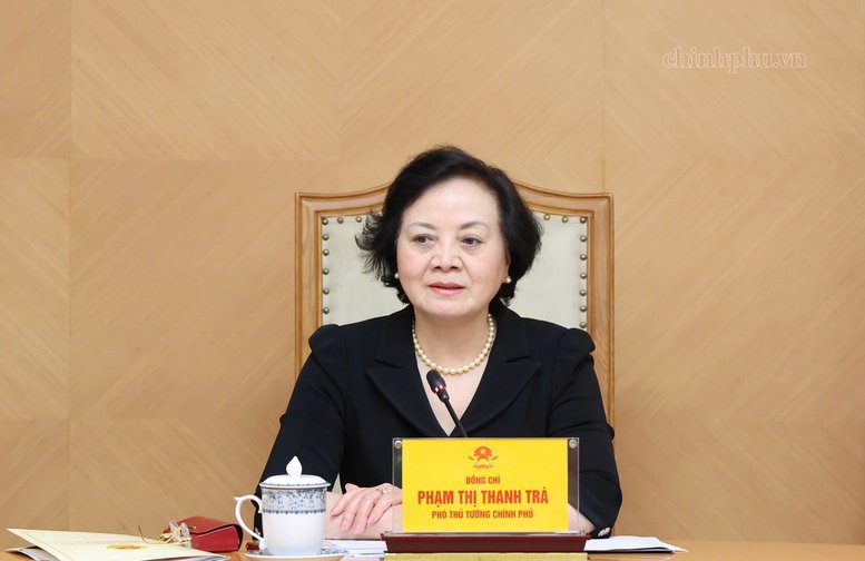 Phó Thủ tướng Phạm Thị Thanh Trà phát biểu tại buổi làm việc - Ảnh: chinhphu.vn/Thu Giang Phó Thủ tướng Phạm Thị Thanh Trà phát biểu tại buổi làm việc - Ảnh: chinhphu.vn/Thu Giang