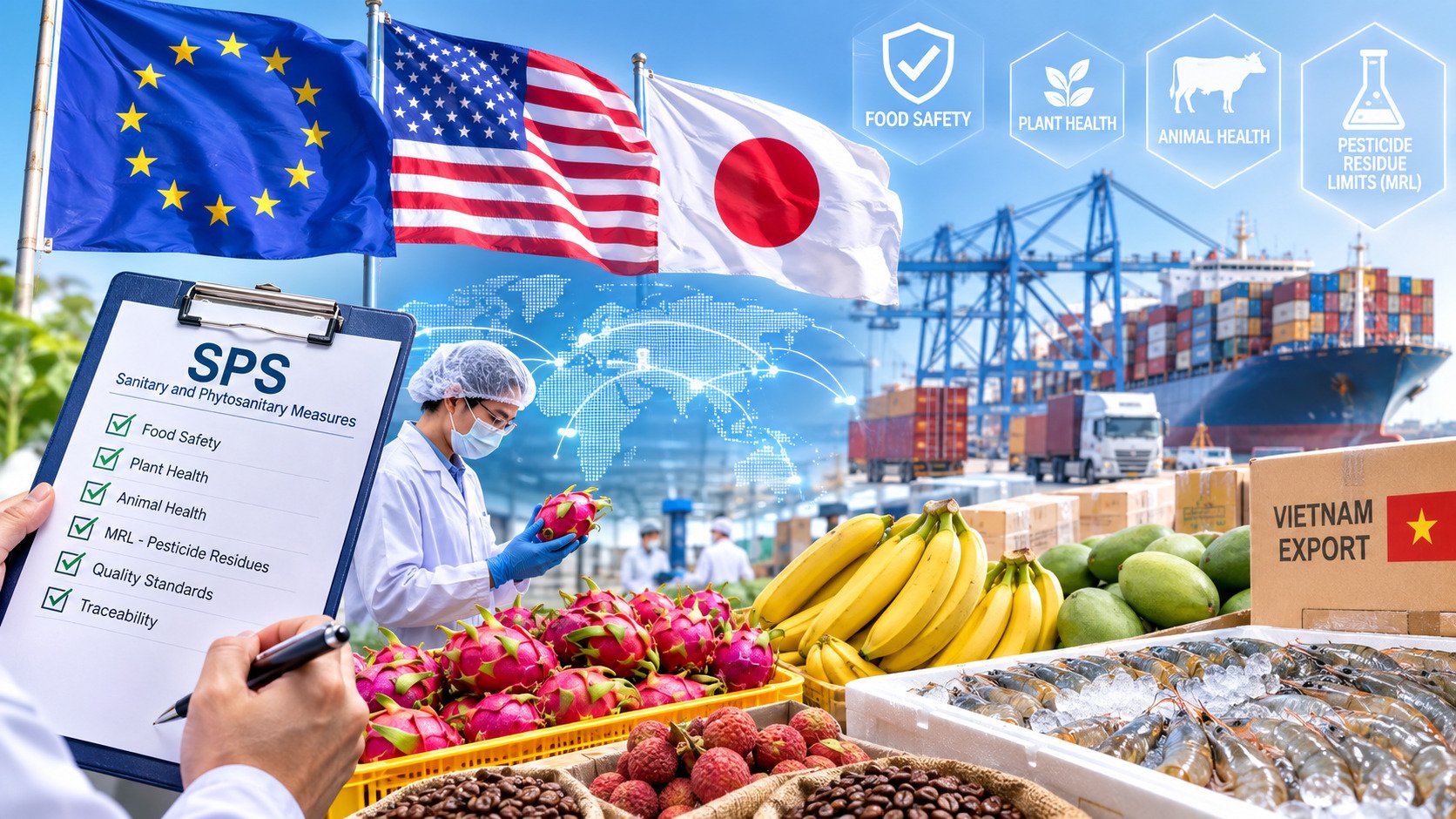 Doanh nghiệp cần kiểm soát chất lượng và truy xuất nguồn gốc ngay từ vùng nguyên liệu để đáp ứng các yêu cầu SPS ngày càng cao của thị trường nhập khẩu. Ảnh AI Doanh nghiệp cần kiểm soát chất lượng và truy xuất nguồn gốc ngay từ vùng nguyên liệu để đáp ứng các yêu cầu SPS ngày càng cao của thị trường nhập khẩu. Ảnh AI