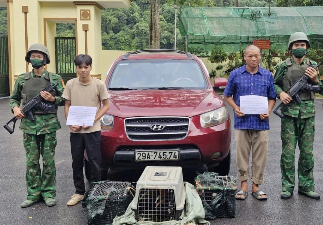 Các đối tượng cùng tang vật bị lực lượng chức năng bắt giữ. Ảnh: NVT Các đối tượng cùng tang vật bị lực lượng chức năng bắt giữ. Ảnh: NVT