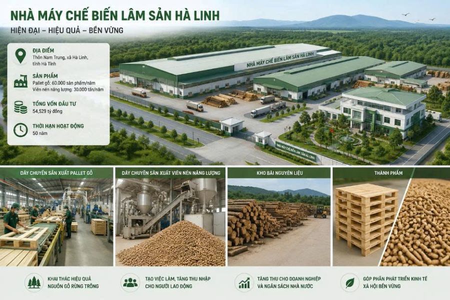 Phối cảnh minh họa Nhà máy chế biến lâm sản Hà Linh Phối cảnh minh họa Nhà máy chế biến lâm sản Hà Linh