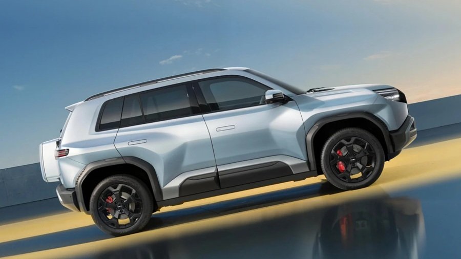 Thiết kế SUV góc cạnh, vòm bánh xe lớn và các mảng ốp màu tối tạo nhận diện khác biệt so với crossover điện thông thường. Thiết kế SUV góc cạnh, vòm bánh xe lớn và các mảng ốp màu tối tạo nhận diện khác biệt so với crossover điện thông thường.