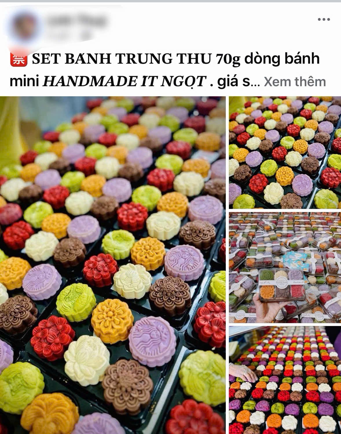 B&aacute;nh Trung thu handmade với nhiều loại nh&acirc;n được rao b&aacute;n tr&ecirc;n c&aacute;c hội nh&oacute;m Facebook. (Ảnh chụp m&agrave;n h&igrave;nh)