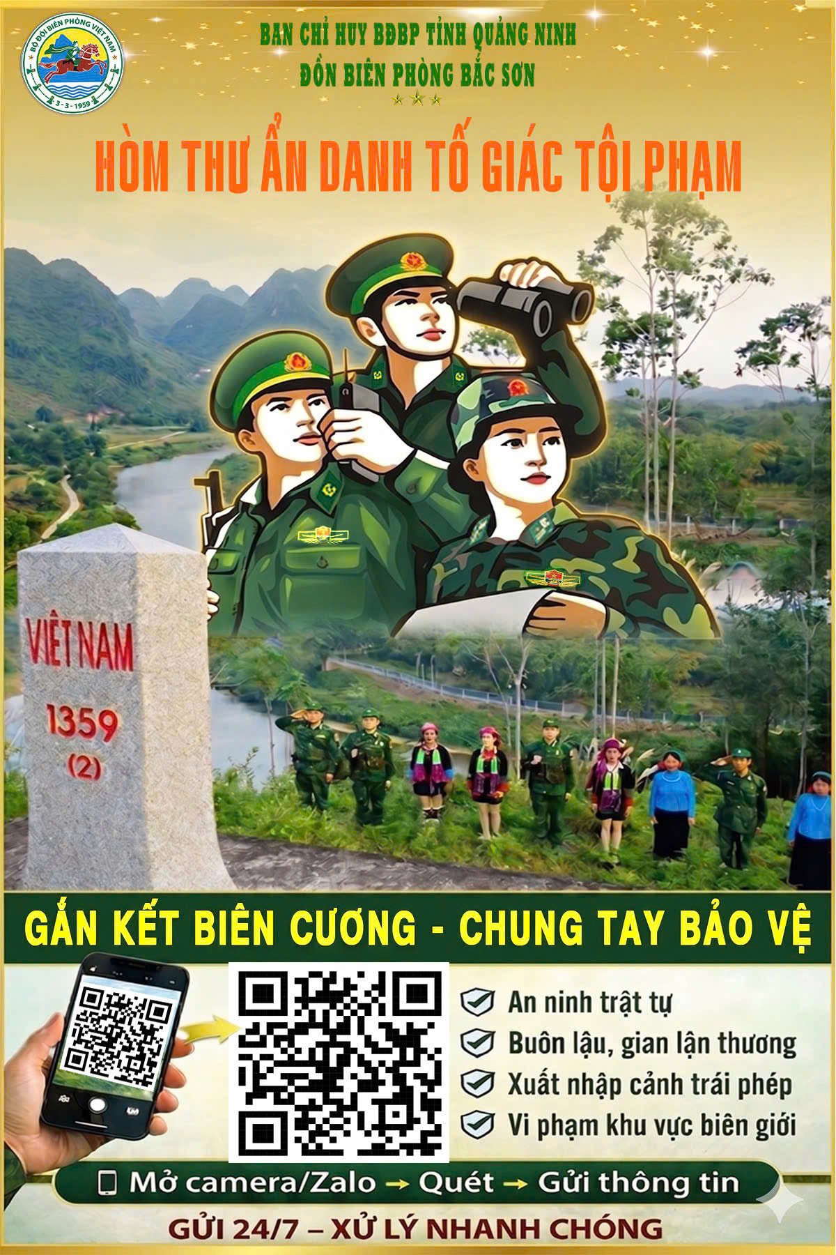 : Đồn Biên phòng Bắc Sơn xây dựng pano “Hòm thư ẩn danh tố giác tội phạm”, tích hợp mã QR, mở thêm kênh để người dân cung cấp thông tin, chung tay giữ gìn an ninh, trật tự nơi biên giới : Đồn Biên phòng Bắc Sơn xây dựng pano “Hòm thư ẩn danh tố giác tội phạm”, tích hợp mã QR, mở thêm kênh để người dân cung cấp thông tin, chung tay giữ gìn an ninh, trật tự nơi biên giới