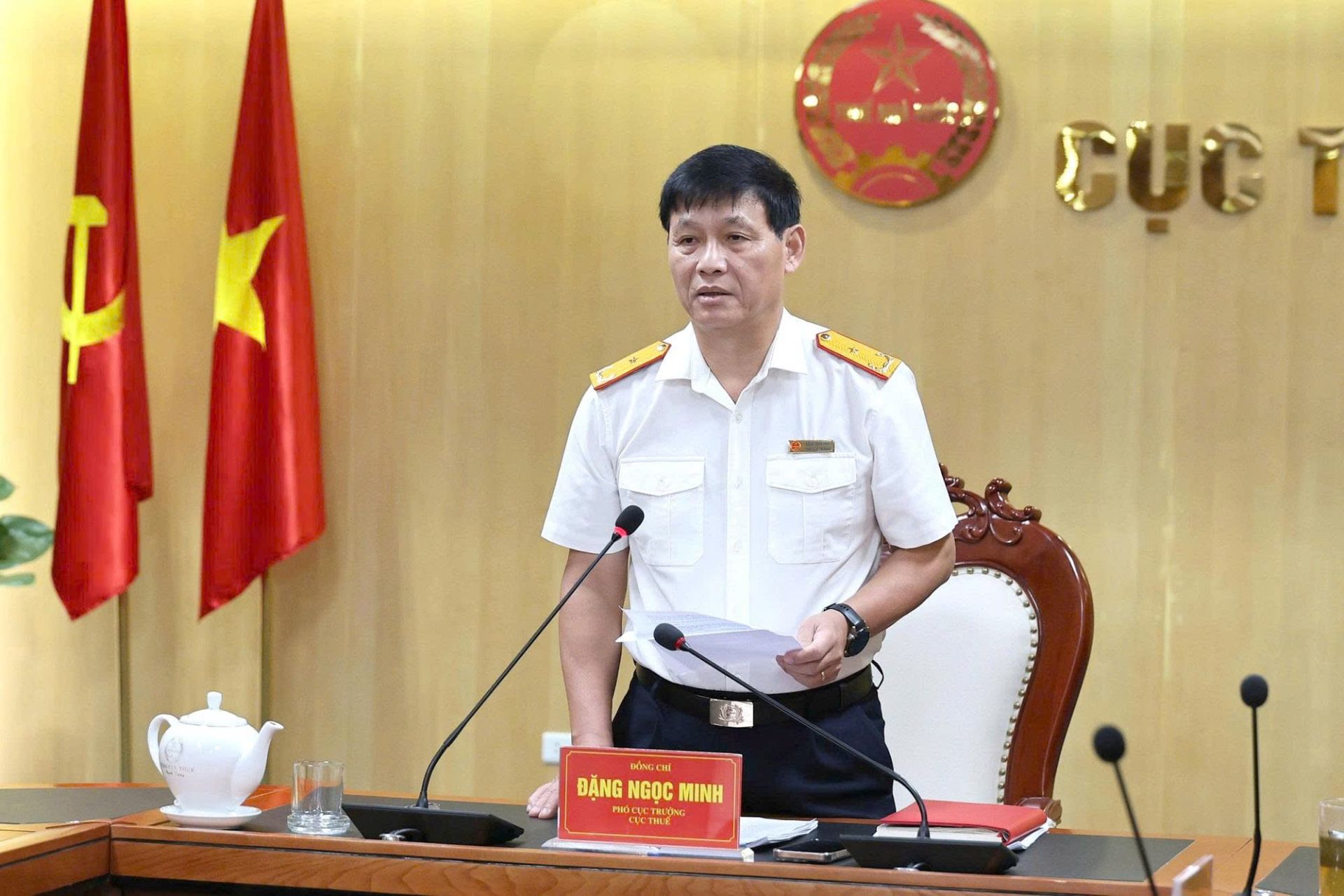 Ông Đặng Ngọc Minh, Phó Cục trưởng Cục Thuế, Bộ Tài chính phát biểu tại hội nghị. Ảnh: gdt.gov.vn Ông Đặng Ngọc Minh, Phó Cục trưởng Cục Thuế, Bộ Tài chính phát biểu tại hội nghị. Ảnh: gdt.gov.vn