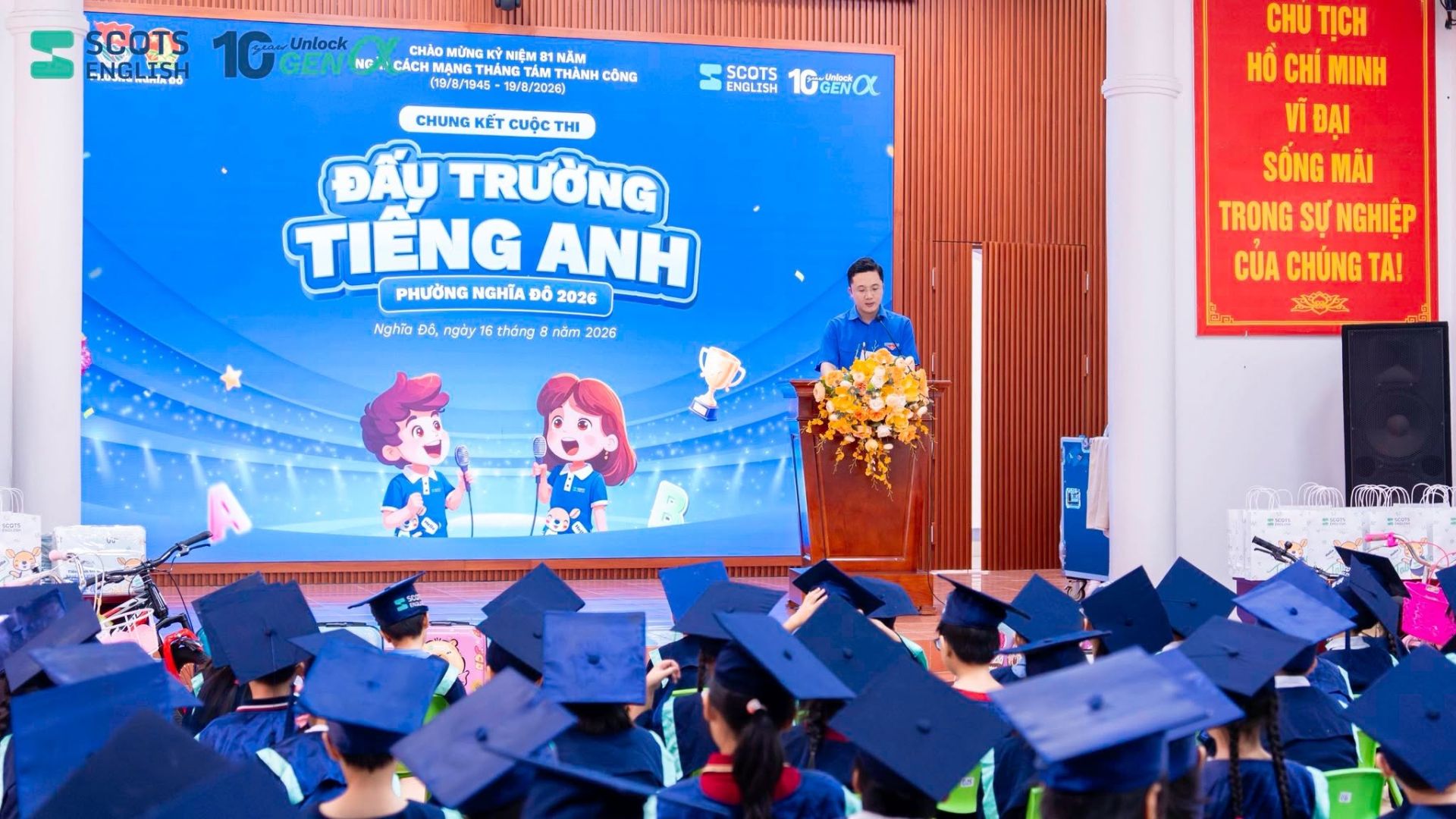 V&ograve;ng chung kết Cuộc thi &ldquo;Đấu trường Tiếng Anh&rdquo; phường Nghĩa Đ&ocirc; năm 2026 tạo s&acirc;n chơi bổ &iacute;ch, gi&uacute;p học sinh r&egrave;n luyện kiến thức, kỹ năng giao tiếp v&agrave; phản xạ tiếng Anh.