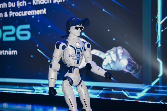 Robot xuất hiện tại HORECFEX 2026 thu h&uacute;t sự ch&uacute; &yacute; .