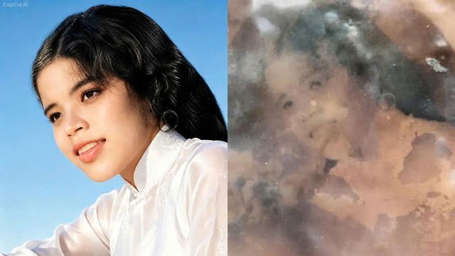 Bức ảnh ch&acirc;n dung người phụ nữ trước v&agrave; sau khi được lực lượng chức năng phục dựng. Ảnh: Quang Cường (Bộ CHQS TP Đ&agrave; Nẵng)