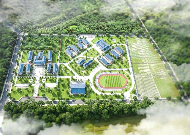 Phối cảnh Trường nội tr&uacute; Hướng Ph&ugrave;ng Ch&uacute; th&iacute;ch: Phối cảnh tổng thể Trường Phổ th&ocirc;ng nội tr&uacute; Tiểu học v&agrave; Trung học cơ sở Hướng Ph&ugrave;ng, một trong bốn trường nội tr&uacute; li&ecirc;n cấp v&ugrave;ng bi&ecirc;n được Quảng Trị chuẩn bị đưa v&agrave;o hoạt động trong năm học 2026&ndash;2027. Ảnh: Cổng th&ocirc;ng tin điện tử tỉnh Quảng Trị