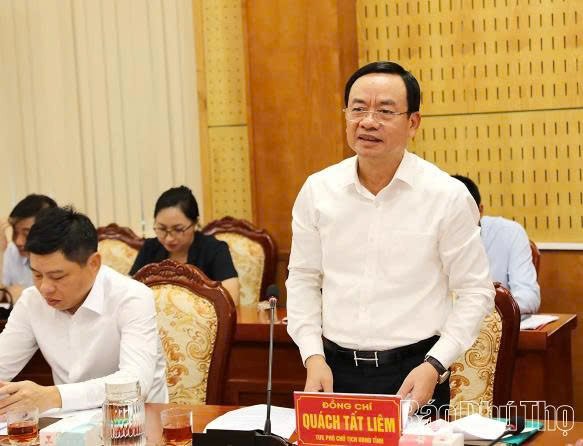 Đồng chí Phó Chủ tịch UBND tỉnh Quách Tất Liêm phát biểu tại buổi làm việc. (Ảnh: Báo Phú Thọ) Đồng chí Phó Chủ tịch UBND tỉnh Quách Tất Liêm phát biểu tại buổi làm việc. (Ảnh: Báo Phú Thọ)