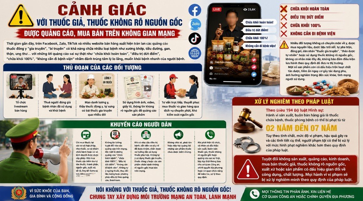 Công an Quảng Ninh cảnh báo chiêu trò mạo danh danh y bán thuốc giả trên không gian mạng Công an Quảng Ninh cảnh báo chiêu trò mạo danh danh y bán thuốc giả trên không gian mạng