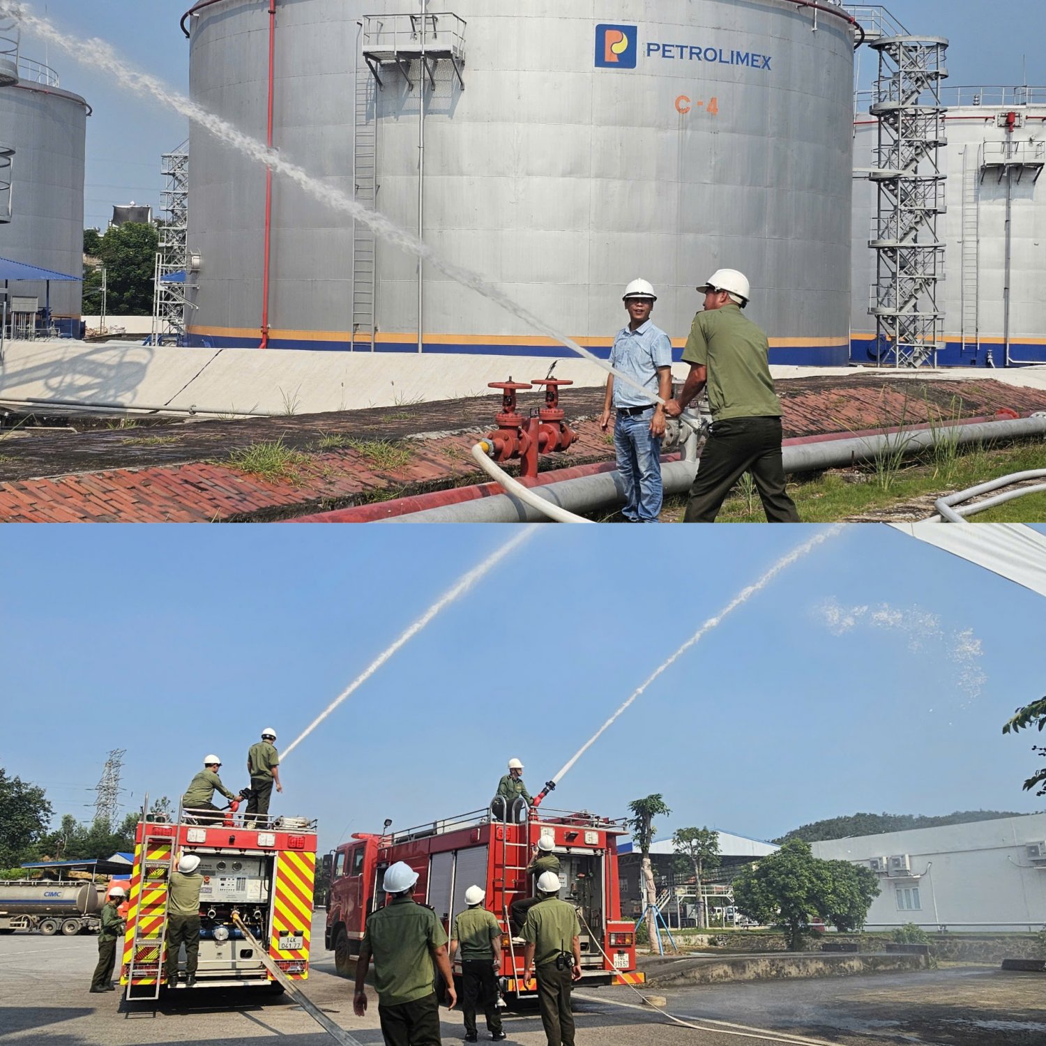 Kiểm tra thời gian xuất xe và kỹ năng thao tác chữa cháy của Đội PCCC và CNCH chuyên ngành tại Cảng dầu B12 Kiểm tra thời gian xuất xe và kỹ năng thao tác chữa cháy của Đội PCCC và CNCH chuyên ngành tại Cảng dầu B12