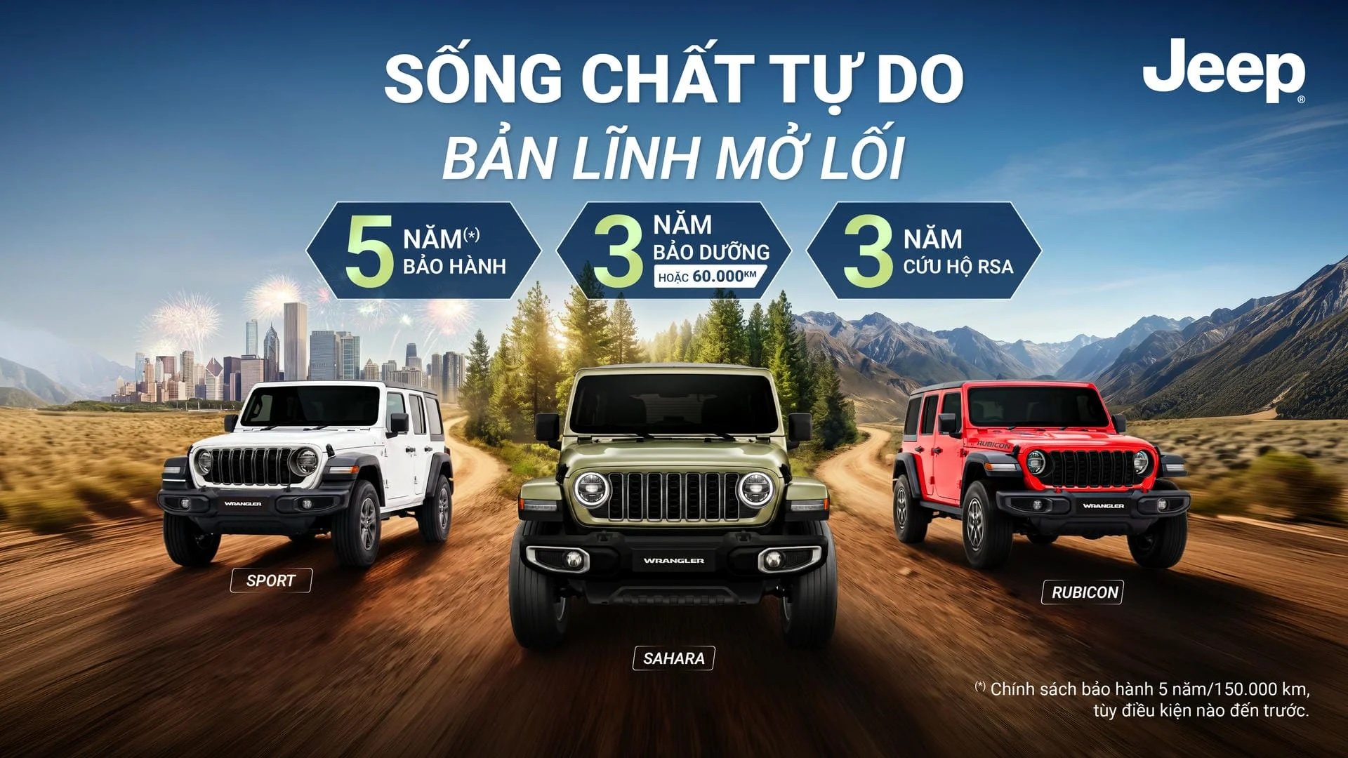 Jeep Wrangler được phân phối với ba phiên bản Sport, Sahara và Rubicon, xem thêm tại đây Jeep Wrangler được phân phối với ba phiên bản Sport, Sahara và Rubicon, xem thêm tại đây