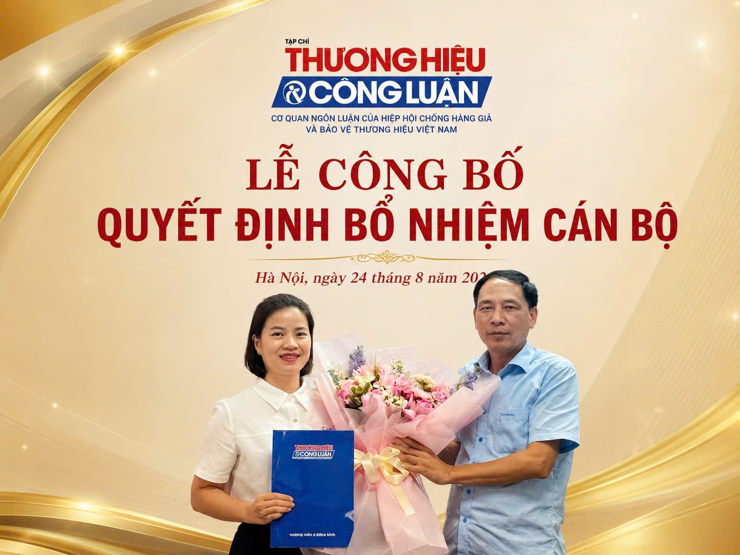 L&atilde;nh đạo Tạp ch&iacute; Thương hiệu v&agrave; C&ocirc;ng luận trao quyết định bổ nhiệm Tổng Thư k&yacute; T&ograve;a soạn cho nh&agrave; b&aacute;o Đo&agrave;n Thị Huế.