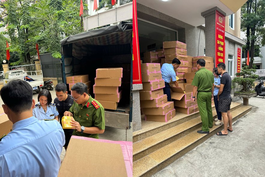 Lực lượng Quản l&yacute; thị trường TP. H&agrave; Nội ph&aacute;t hiện 57.000 sản phẩm mặt nạ giả mạo nh&atilde;n hiệu. Ảnh: hanoi.dms.gov.vn