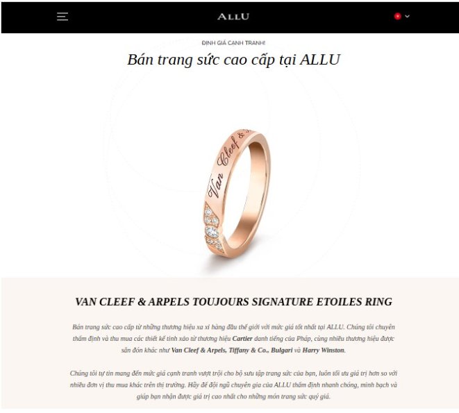ALLU là địa chỉ thẩm định và định giá trang sức kim cương hàng hiệu uy tín. ALLU là địa chỉ thẩm định và định giá trang sức kim cương hàng hiệu uy tín.