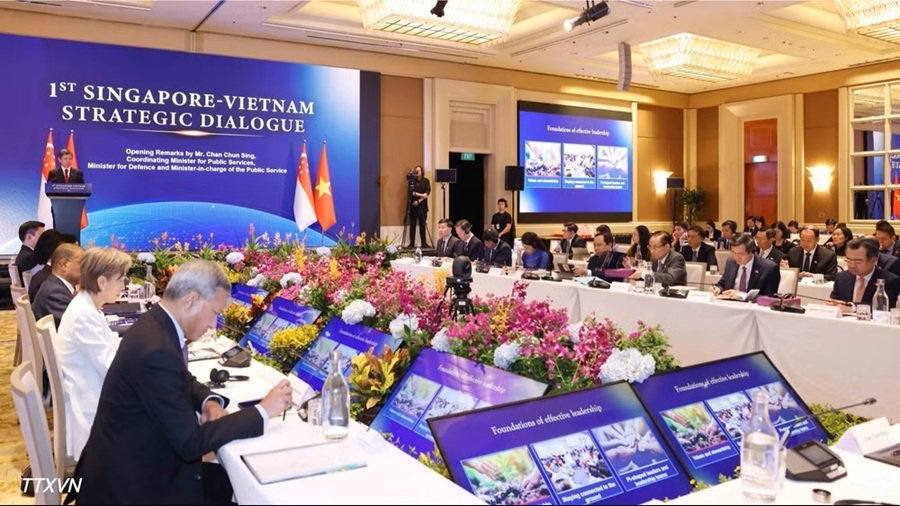 Đối thoại Chiến lược Việt Nam-Singapore lần thứ nhất giữa Đảng Cộng sản Việt Nam v&agrave; Đảng H&agrave;nh động Nh&acirc;n d&acirc;n Singapore. (Ảnh: Phương Hoa/TTXVN)