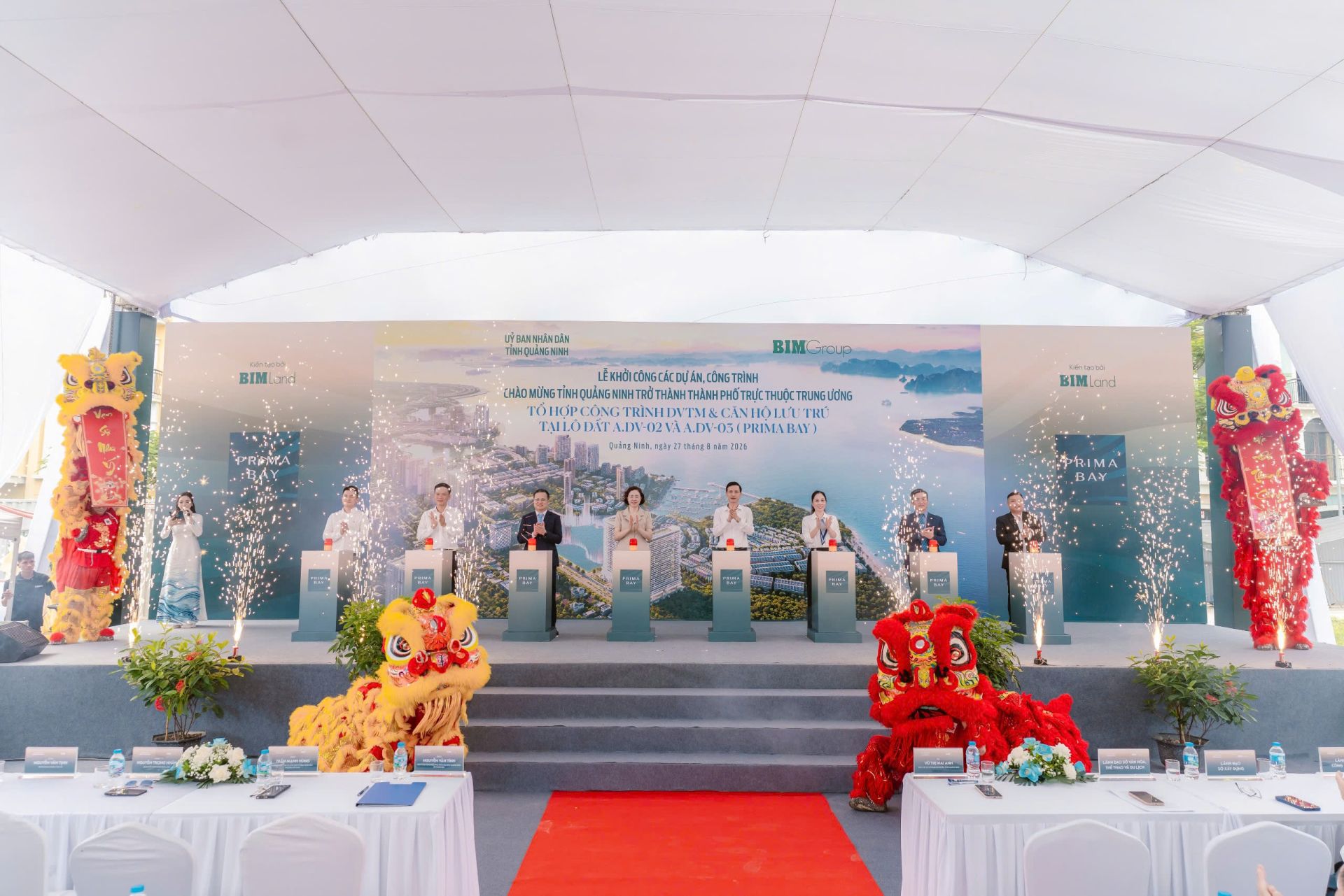 C&aacute;c đại biểu thực hiện nghi thức khởi c&ocirc;ng dự &aacute;n Prima Bay ng&agrave;y 27/8/2026 tại Halong Marina, phường B&atilde;i Ch&aacute;y, Quảng Ninh