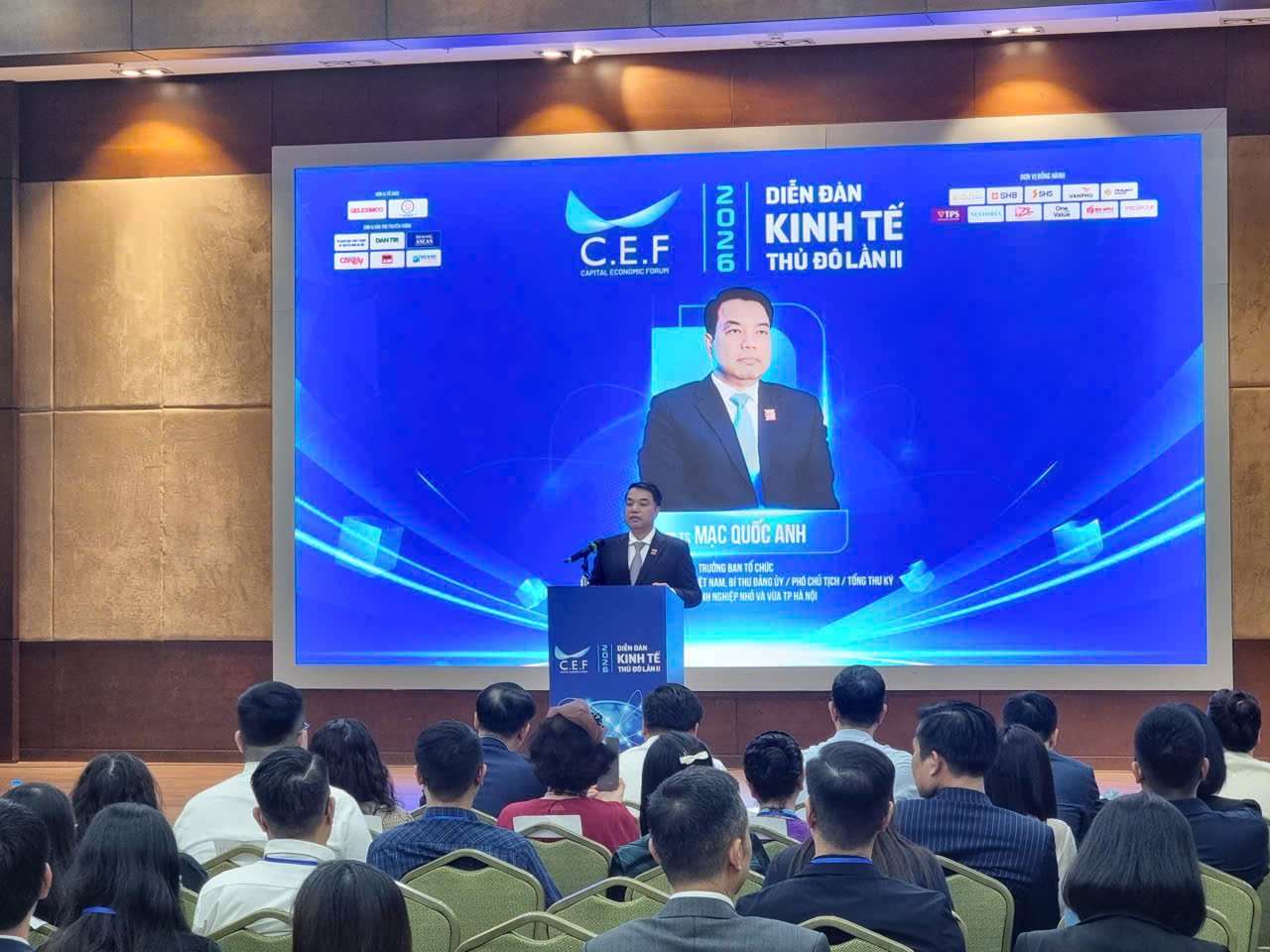 &Ocirc;ng Mạc Quốc Anh, Ph&oacute; Chủ tịch ki&ecirc;m Tổng Thư k&yacute; HANOISME ph&aacute;t biểu tại diễn đ&agrave;n.