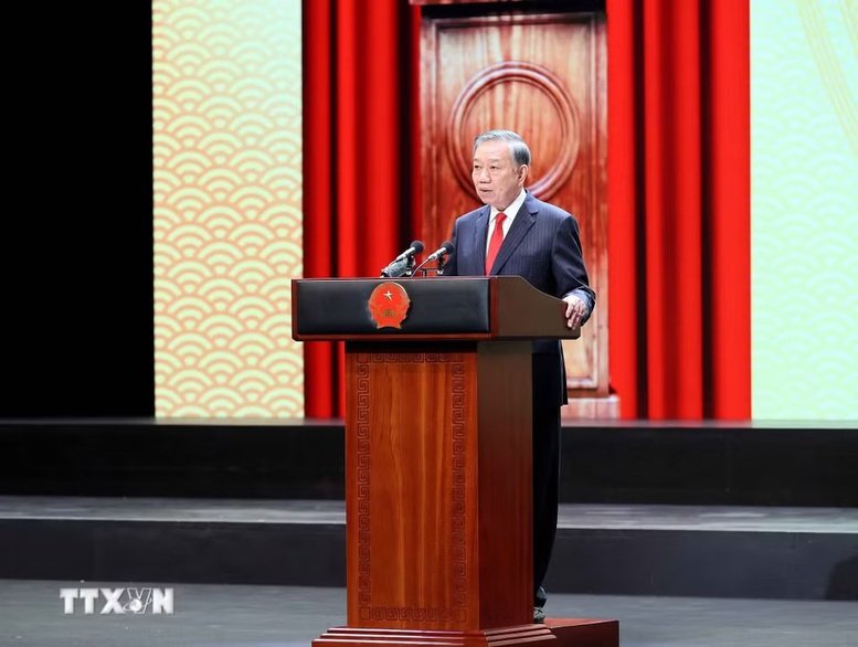 Tổng B&iacute; thư, Chủ tịch nước T&ocirc; L&acirc;m đọc diễn văn kỷ niệm 81 năm Quốc kh&aacute;nh nước Cộng h&ograve;a x&atilde; hội Chủ nghĩa Việt Nam - Ảnh: TTXVN