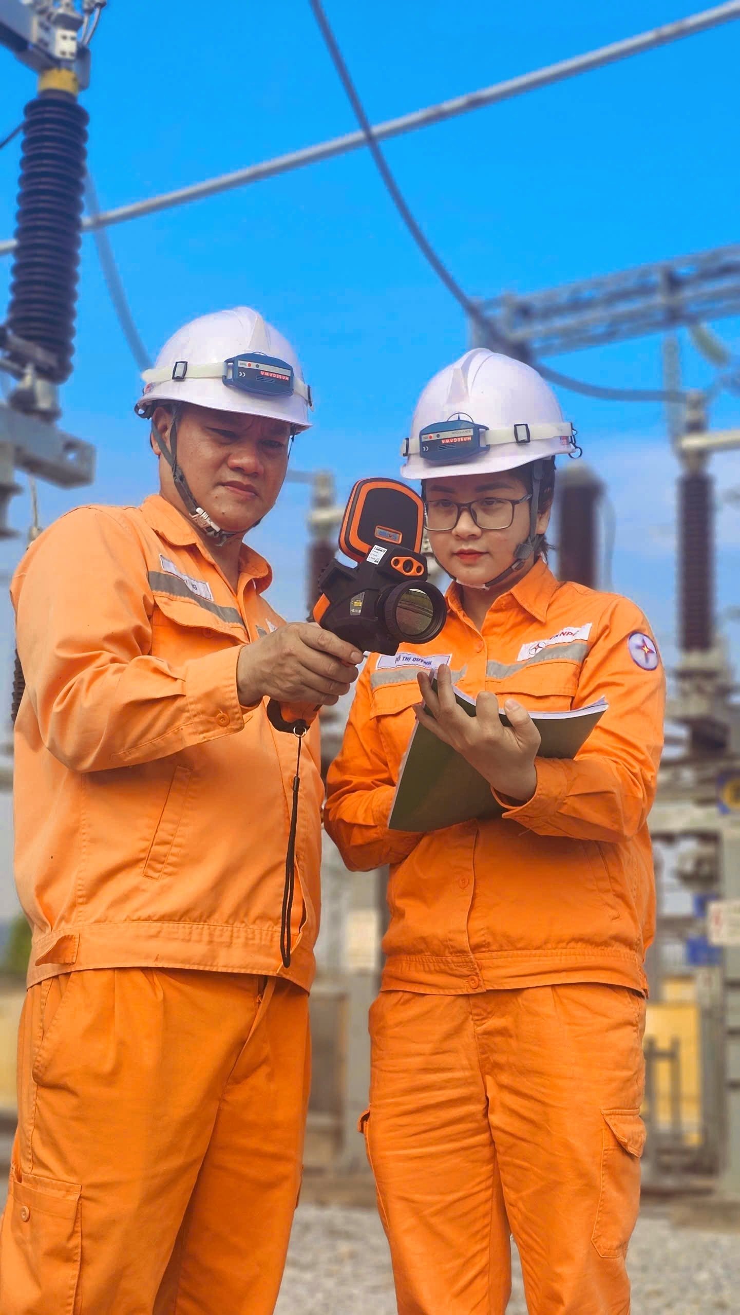 Chị Đỗ Thị Quỳnh, nh&acirc;n vi&ecirc;n X&iacute; nghiệp Lưới điện Cao thế Quảng Ninh, C&ocirc;ng ty Điện lực Quảng Ninh thực hiện nhiệm vụ trong ca trực dịp Quốc kh&aacute;nh 2/9