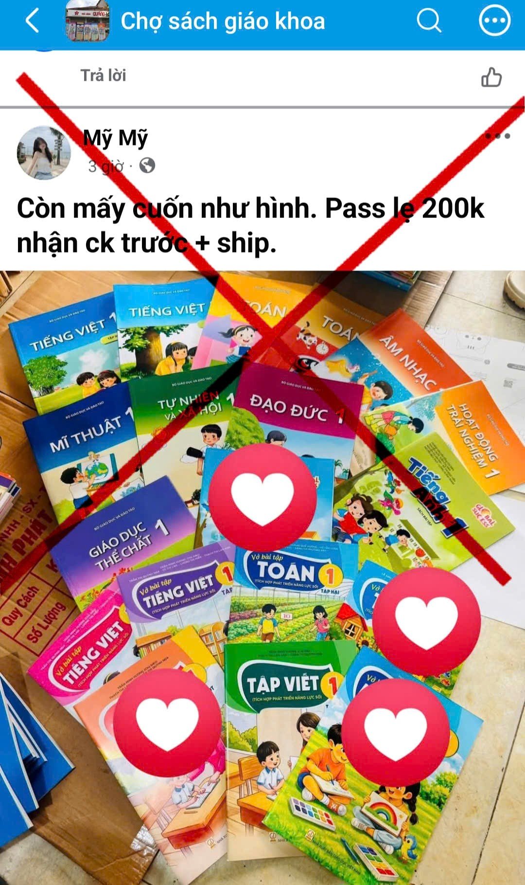 Rao b&aacute;n s&aacute;ch gi&aacute;o khoa gi&aacute; rẻ tr&ecirc;n kh&ocirc;ng gian mạng. Ảnh: C&ocirc;ng an x&atilde; Quỳnh