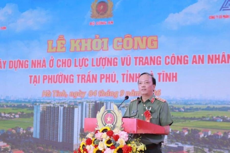 Thượng tướng Đăng Hồng Đức, Thứ trưởng Bộ Công an phát biểu tại lễ khởi công Thượng tướng Đăng Hồng Đức, Thứ trưởng Bộ Công an phát biểu tại lễ khởi công