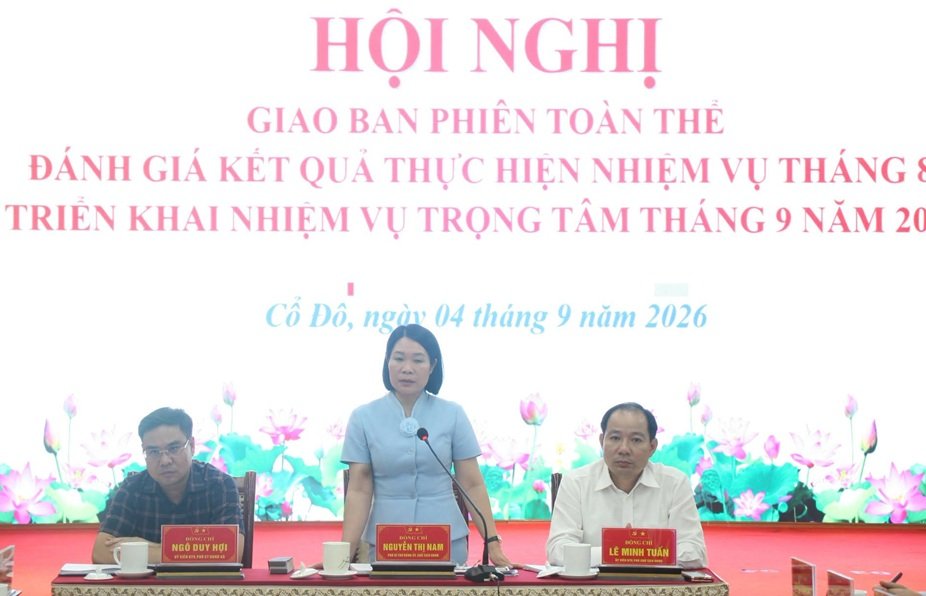 Đồng chí Nguyễn Thị Nam, Phó Bí thư Đảng ủy, Chủ tịch UBND xã Cổ Đô chủ trì phiên họp thường kỳ, chỉ đạo các phòng, ban, đơn vị tập trung đánh giá tiến độ công việc và triển khai nhiệm vụ trọng tâm trong tháng 9. Đồng chí Nguyễn Thị Nam, Phó Bí thư Đảng ủy, Chủ tịch UBND xã Cổ Đô chủ trì phiên họp thường kỳ, chỉ đạo các phòng, ban, đơn vị tập trung đánh giá tiến độ công việc và triển khai nhiệm vụ trọng tâm trong tháng 9.