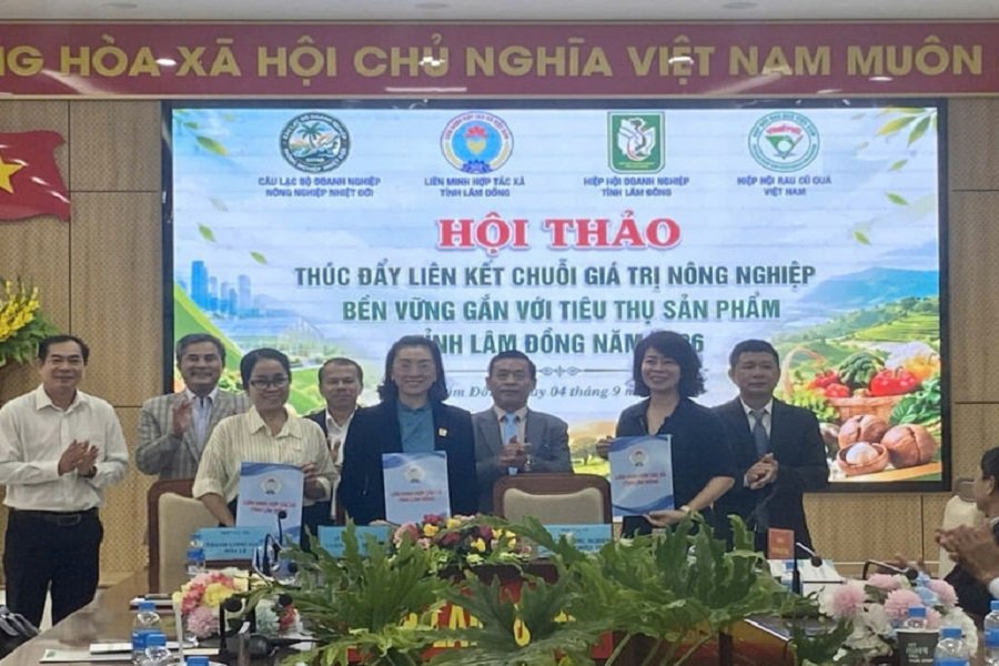 Thỏa thuận hợp t&aacute;c ba b&ecirc;n giữa Li&ecirc;n minh Hợp t&aacute;c x&atilde;, Hiệp hội Doanh nghiệp, C&acirc;u lạc bộ Doanh nghiệp N&ocirc;ng nghiệp Nhiệt đới v&agrave; Hiệp hội Rau quả Việt Nam.
