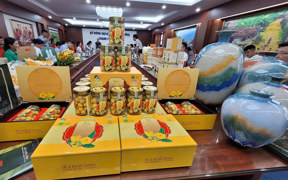 C&aacute;c sản phẩm OCOP của H&agrave; Nội được giới thiệu tại hoạt động x&uacute;c tiến thương mại. Th&agrave;nh phố đang chuyển trọng t&acirc;m từ ph&aacute;t triển số lượng sang n&acirc;ng cao chất lượng, x&acirc;y dựng thương hiệu v&agrave; mở rộng thị trường ti&ecirc;u thụ. Ảnh: NNHN