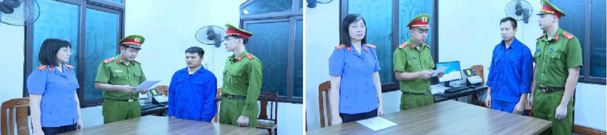 Đối tượng Trịnh Văn Thành và Nguyễn Văn Cầu tại Cơ quan Công an Đối tượng Trịnh Văn Thành và Nguyễn Văn Cầu tại Cơ quan Công an