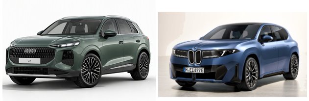 Từ tr&aacute;i qua phải xe &ocirc; t&ocirc; Audi Q3 v&agrave; BMW iX3 thuộc diện thu hồi