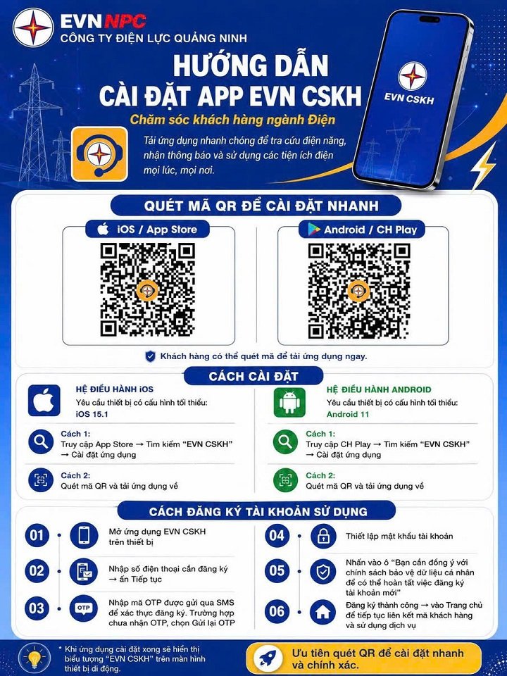 Tờ rơi tuyên truyền hướng dẫn ứng dụng EVN CSKH của CTĐL Quảng Ninh Tờ rơi tuyên truyền hướng dẫn ứng dụng EVN CSKH của CTĐL Quảng Ninh