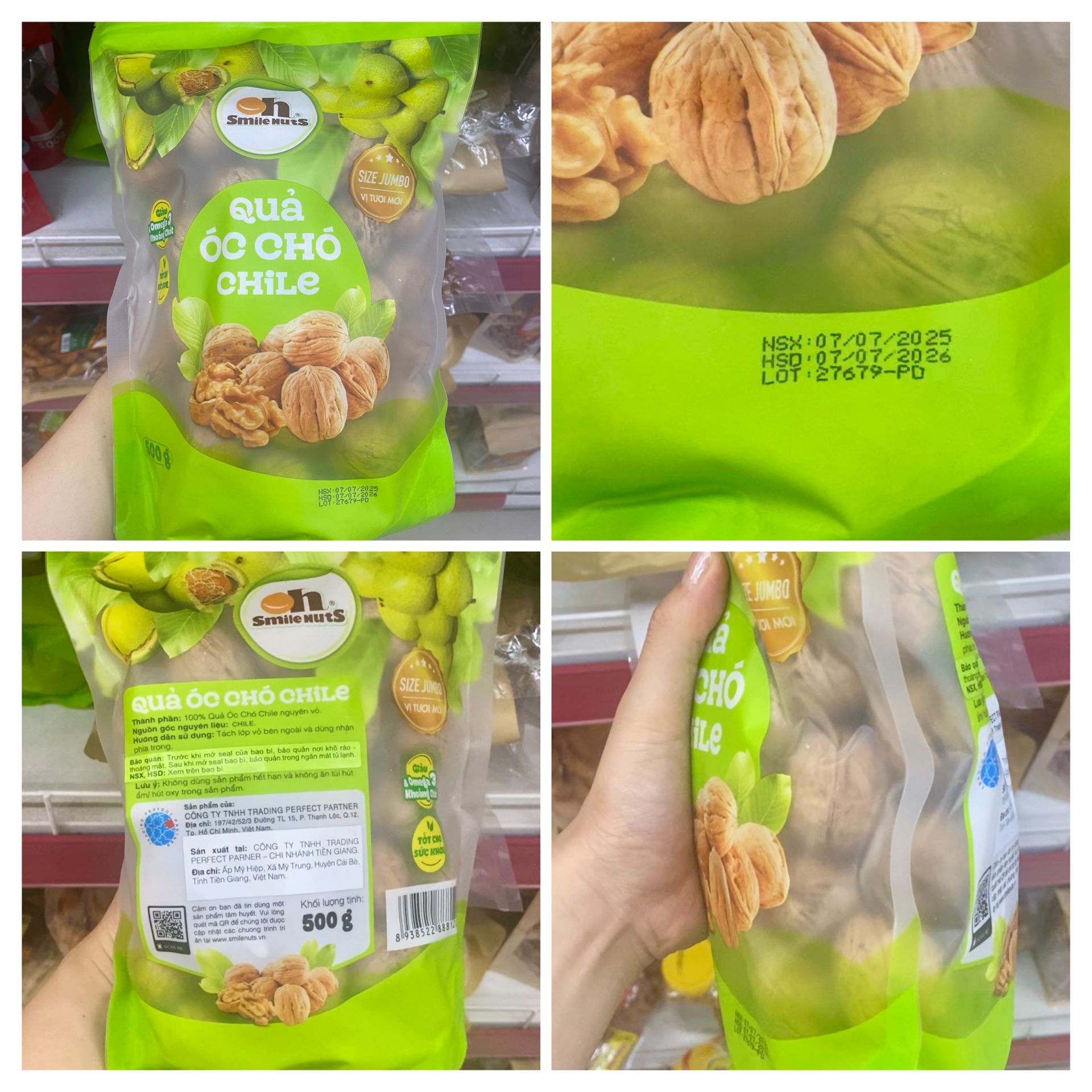 Sản phẩm quả &oacute;c ch&oacute; Chile được ghi nhận vẫn b&agrave;y b&aacute;n tại cơ sở Eco-Mart ng&agrave;y 28/7/2026, trong khi bao b&igrave; thể hiện hạn sử dụng đến ng&agrave;y 07/07/2026