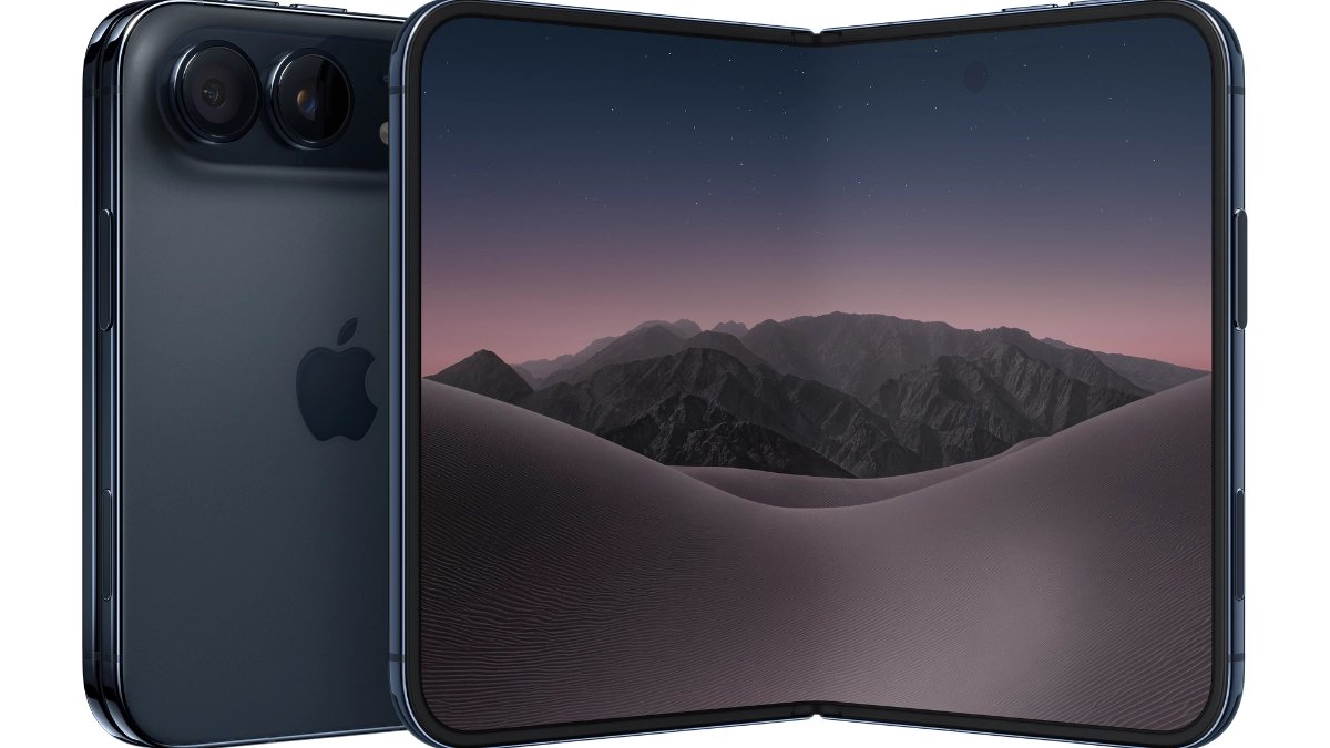 iPhone Duo màu Trời đêm với thiết kế gập dạng passport iPhone Duo màu Trời đêm với thiết kế gập dạng passport