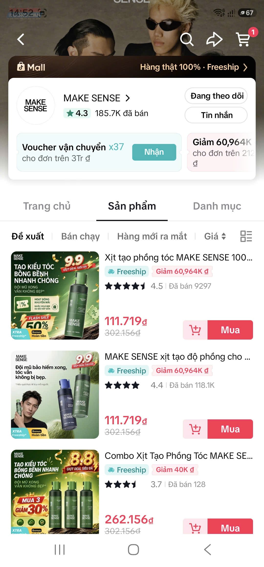 gian hàng Make Sense Mall đã bán hơn 185.000 sản phẩm. Các sản phẩm cũng được giới thiệu là “hàng thật 100%” gian hàng Make Sense Mall đã bán hơn 185.000 sản phẩm. Các sản phẩm cũng được giới thiệu là “hàng thật 100%”