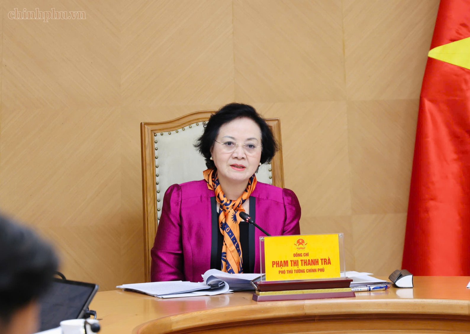 Ph&oacute; Thủ tướng cho &yacute; kiến v&agrave;o c&aacute;c nội dung tại buổi l&agrave;m việc - Ảnh: chinhphu.vn/Thu Giang