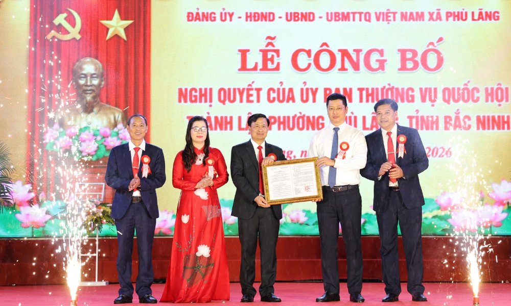 Đồng chí Trần Huy Phương, Phó Bí thư Tỉnh ủy trao Nghị quyết của Ủy ban Thường vụ Quốc hội về việc thành lập phường Phù Lãng. Đồng chí Trần Huy Phương, Phó Bí thư Tỉnh ủy trao Nghị quyết của Ủy ban Thường vụ Quốc hội về việc thành lập phường Phù Lãng.
