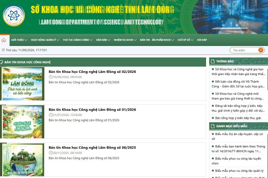 Sở Khoa học v&agrave; C&ocirc;ng nghệ tỉnh L&acirc;m Đồng vừa giới thiệu 2 bản tin chuy&ecirc;n ng&agrave;nh gồm Bản tin Khoa học v&agrave; C&ocirc;ng nghệ L&acirc;m Đồng v&agrave; Bản tin Khoa học c&ocirc;ng nghệ v&agrave; Doanh nghiệp L&acirc;m Đồng. (Ảnh: Chụp m&agrave;n h&igrave;nh)