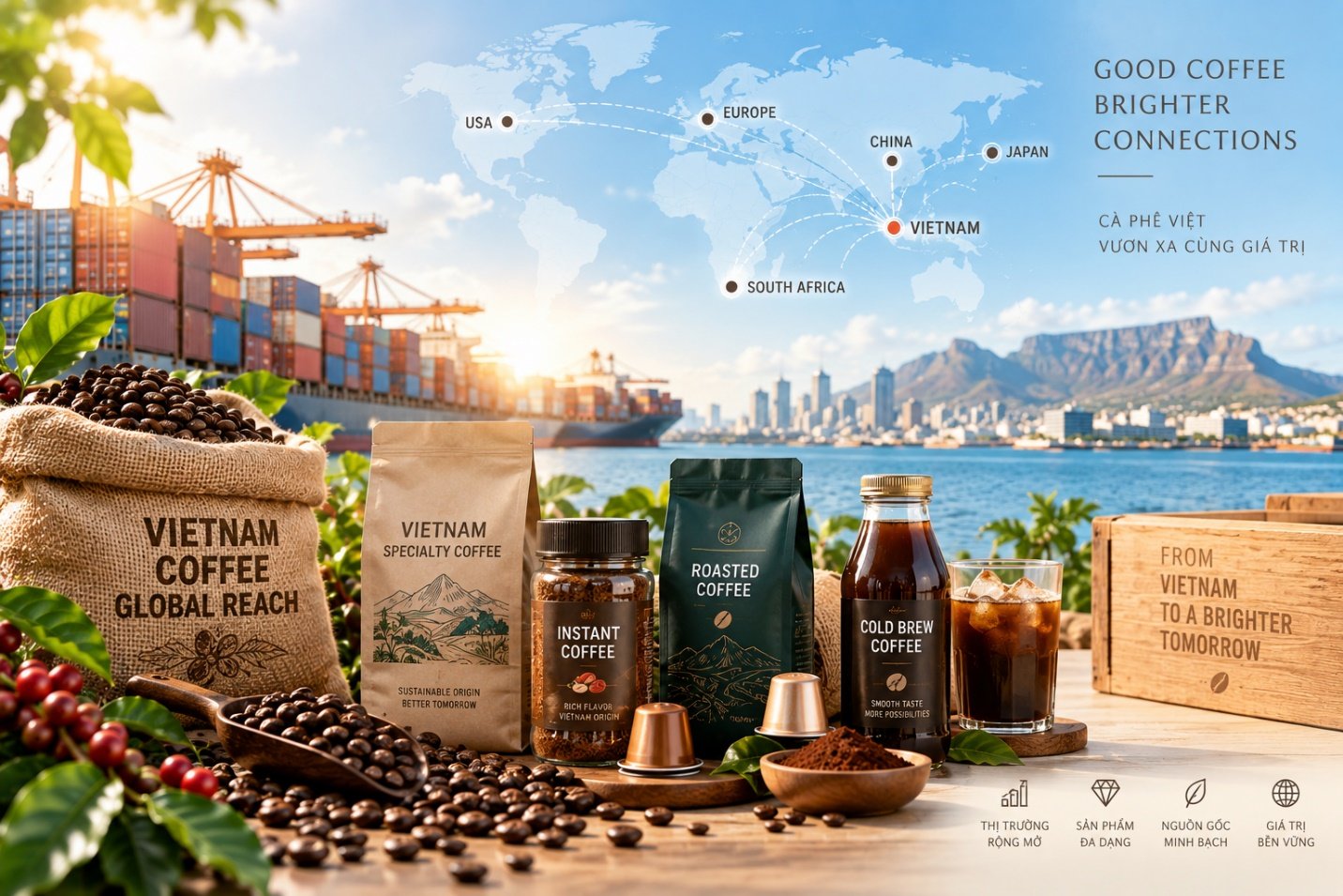 Xuất khẩu cà phê tăng mạnh về lượng nhưng giá trị thu về chưa tương xứng, đặt ra yêu cầu nâng giá trị trên mỗi tấn hàng. Xuất khẩu cà phê tăng mạnh về lượng nhưng giá trị thu về chưa tương xứng, đặt ra yêu cầu nâng giá trị trên mỗi tấn hàng.
