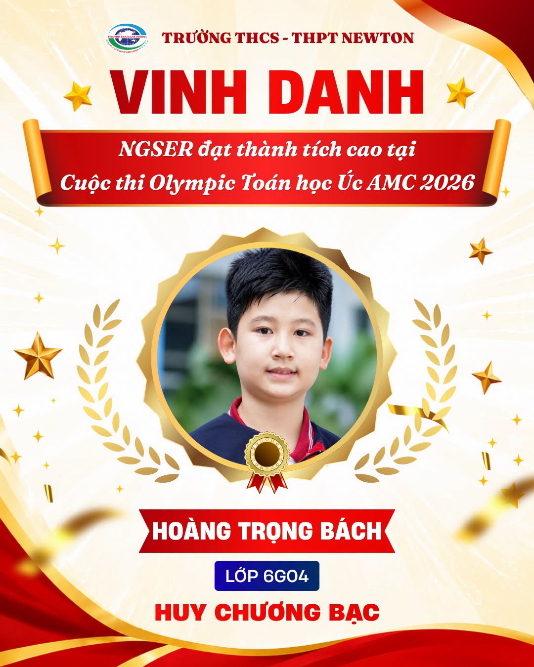 Các học sinh lớp 6G04, Trường THCS - THPT Newton giành huy chương tại kỳ thi Toán học Úc AMC 2026. Các học sinh lớp 6G04, Trường THCS - THPT Newton giành huy chương tại kỳ thi Toán học Úc AMC 2026.
