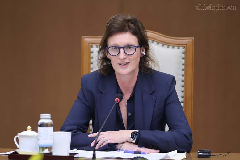 Bà Fiona Bassett, Tổng Giám đốc điều hành Tổ chức FTSE Russell phát biểu tại buổi tiếp - Ảnh: chinhphu.vn/Nhật Bắc Bà Fiona Bassett, Tổng Giám đốc điều hành Tổ chức FTSE Russell phát biểu tại buổi tiếp - Ảnh: chinhphu.vn/Nhật Bắc