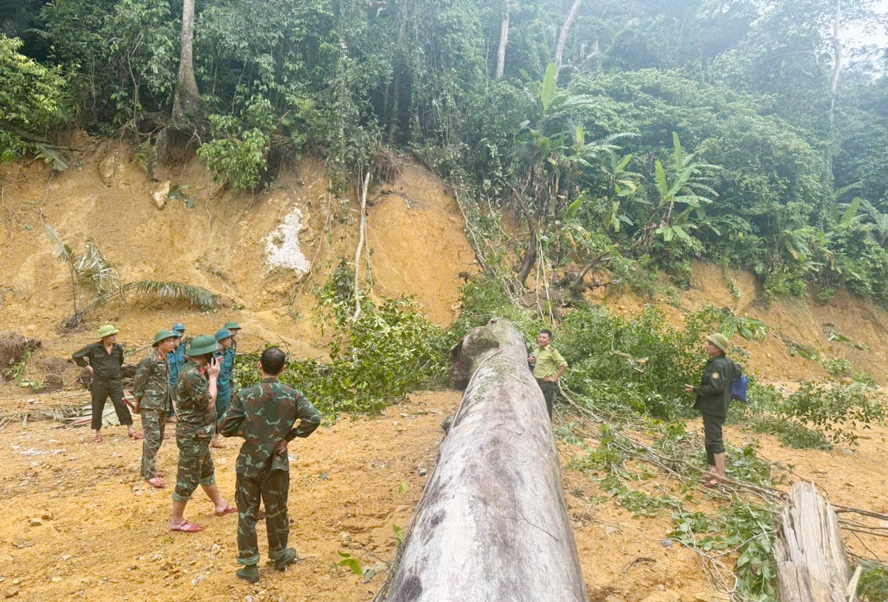Lực lượng đang dọn dẹp tuyến đường Lực lượng đang dọn dẹp tuyến đường