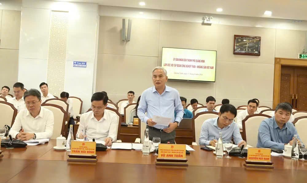 Ông Vũ Anh Tuấn, Phó Bí thư Đảng ủy, Tổng Giám đốc Tập đoàn Công nghiệp Than- Khoáng sản Việt Nam, phát biểu tại buổi làm việc Ông Vũ Anh Tuấn, Phó Bí thư Đảng ủy, Tổng Giám đốc Tập đoàn Công nghiệp Than- Khoáng sản Việt Nam, phát biểu tại buổi làm việc