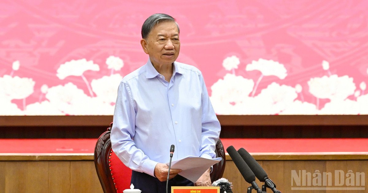 Tổng B&iacute; thư, Chủ tịch nước T&ocirc; L&acirc;m ph&aacute;t biểu tại hội nghị. (Ảnh: Thủy Nguy&ecirc;n)