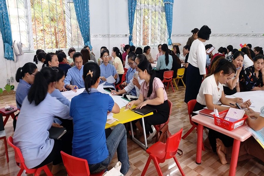Học viên làm việc, thảo luận, thực hành xây dựng kế hoạch giáo dục theo nhóm. Học viên làm việc, thảo luận, thực hành xây dựng kế hoạch giáo dục theo nhóm.
