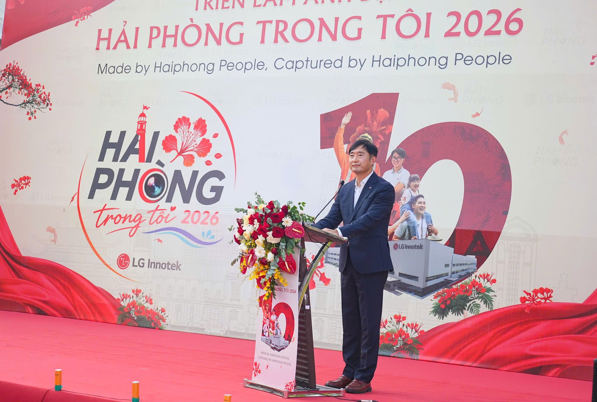 &Ocirc;ng Park Hong Keun, Tổng Gi&aacute;m đốc LG Innotek Việt Nam Hải Ph&ograve;ng ph&aacute;t biểu khai mạc Triển l&atilde;m.