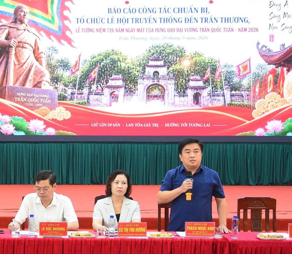 B&iacute; thư Đảng ủy, Chủ tịch HĐND x&atilde; Trần Thương Thạch Ngọc Anh cho biết, việc tổ chức Lễ hội đền Trần Thương l&agrave; dịp tri &acirc;n c&aacute;c thế hệ tiền nh&acirc;n, bồi đắp cho thế hệ trẻ niềm tự h&agrave;o v&agrave; tr&aacute;ch nhiệm g&igrave;n giữ di sản văn h&oacute;a cội nguồn.