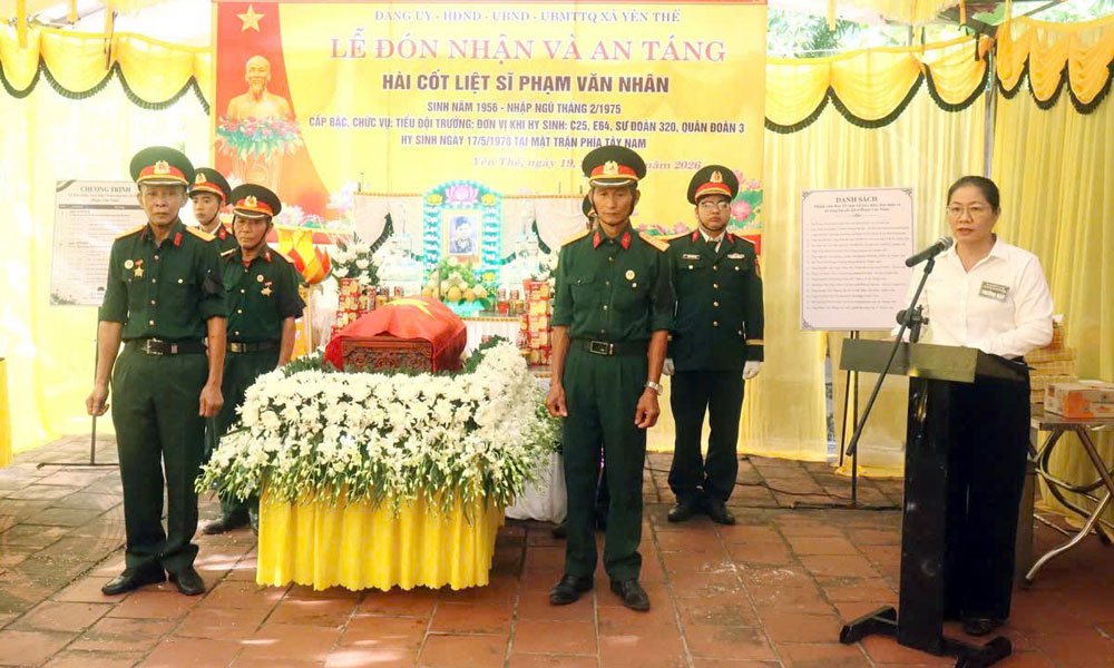 Lễ đón nhận và an táng hài cốt liệt sĩ Phạm Văn Nhân được tổ chức trang trọng tại địa phương. Liệ Lễ đón nhận và an táng hài cốt liệt sĩ Phạm Văn Nhân được tổ chức trang trọng tại địa phương. Liệ
